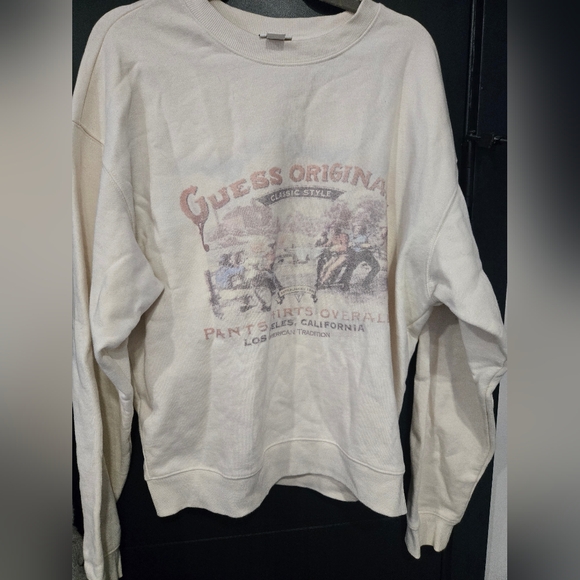 Guess Other - Guess Classic Style Cream Men's Crewneck Sweater Medium Unisex